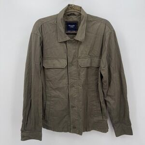 Abercrombie & Fitch Jacket Mens Sz L Olive Green Utility Grunge Preppy Academia